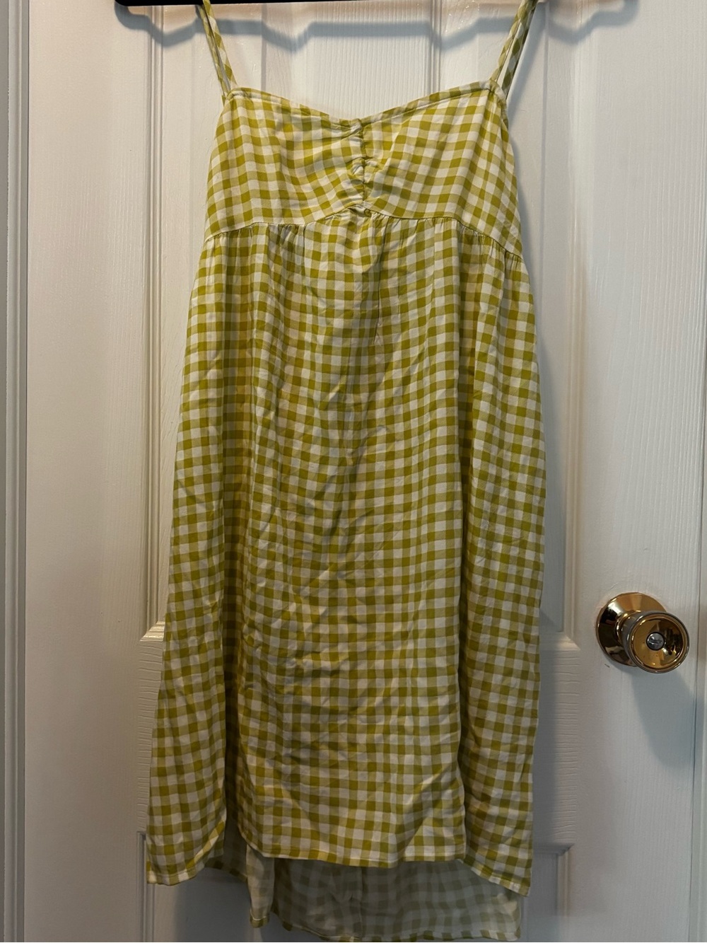 SO Yellow and White Gingham Mini Dress with Thin Straps
